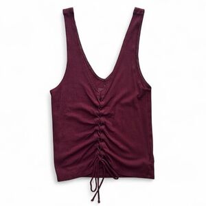 Soft & Sexy Women's Burgundy Ruched Ribbed Tank Top